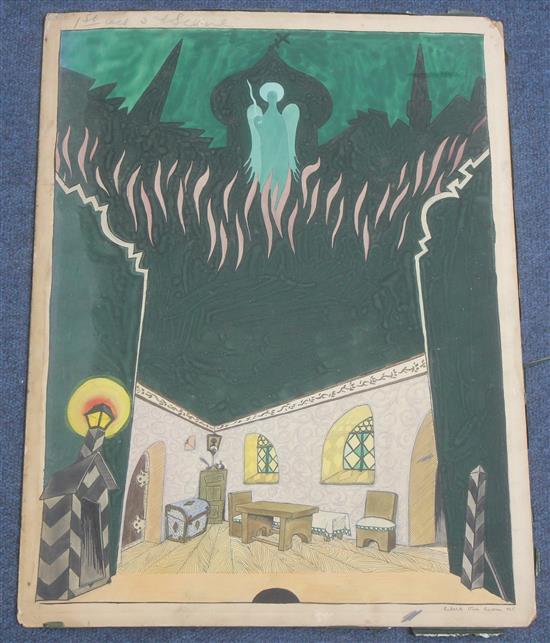 Robert Van Rosen (1904-1966) Two stage designs for Peter the Great (act one, scene three and act two), 20 x 15in., unframed